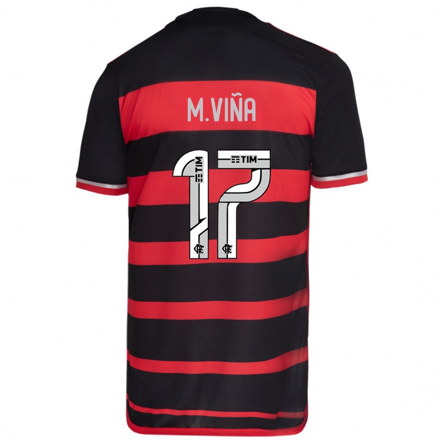 Kinder Fußball Matias Vina #17 Rot Schwarz Heimtrikot Trikot 2024/25 T-Shirt Luxemburg