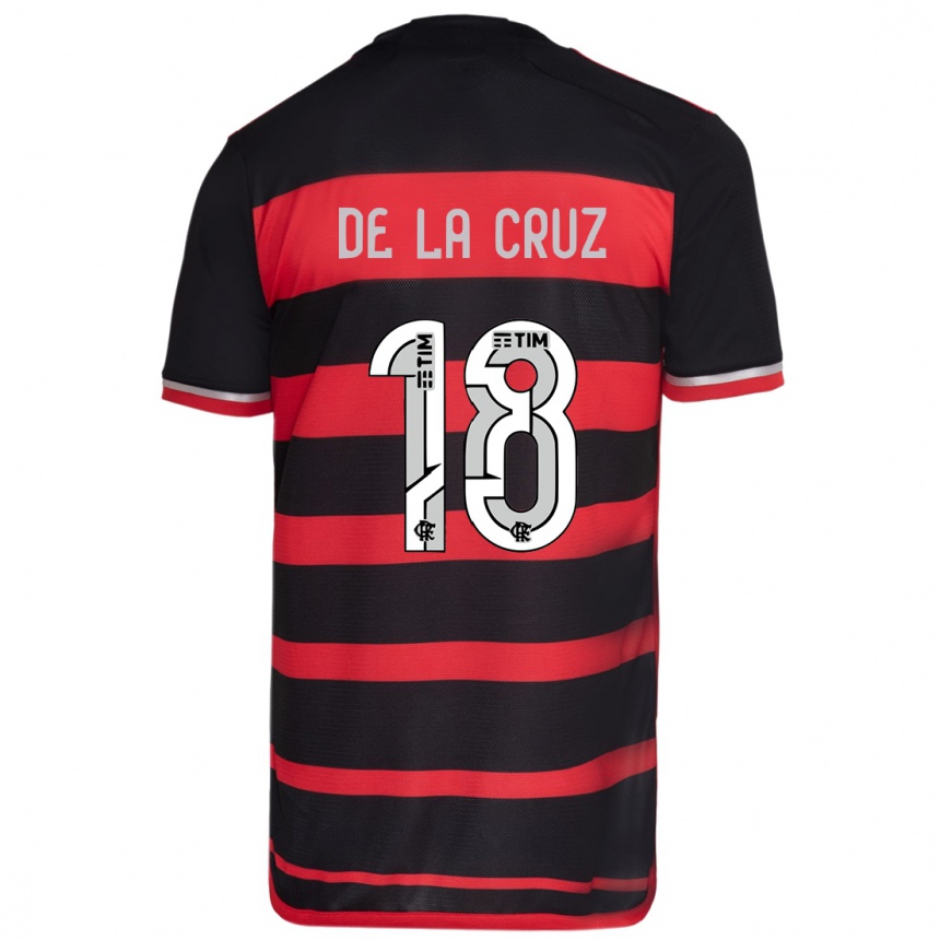 Kinder Fußball Nicolás De La Cruz #18 Rot Schwarz Heimtrikot Trikot 2024/25 T-Shirt Luxemburg