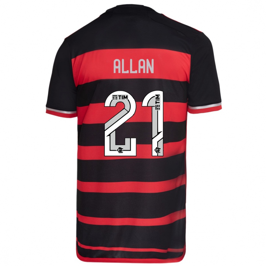 Kinder Fußball Allan #21 Rot Schwarz Heimtrikot Trikot 2024/25 T-Shirt Luxemburg