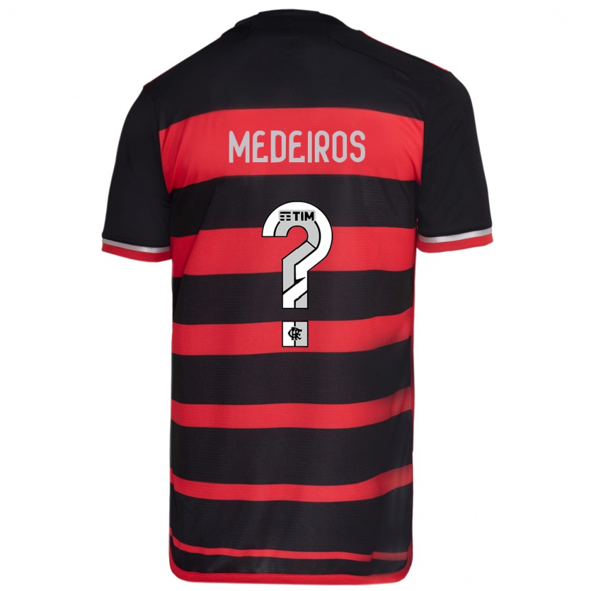 Kinder Fußball Thiago Medeiros #0 Rot Schwarz Heimtrikot Trikot 2024/25 T-Shirt Luxemburg