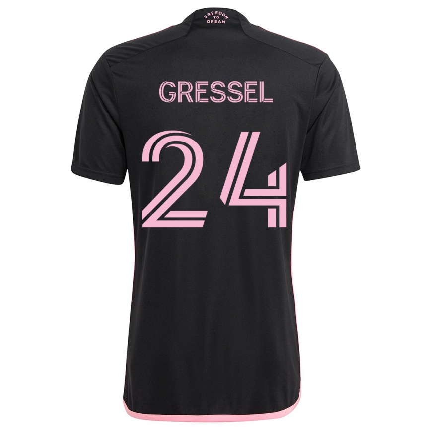 Kinder Fußball Julian Gressel #24 Schwarz Auswärtstrikot Trikot 2024/25 T-Shirt Luxemburg