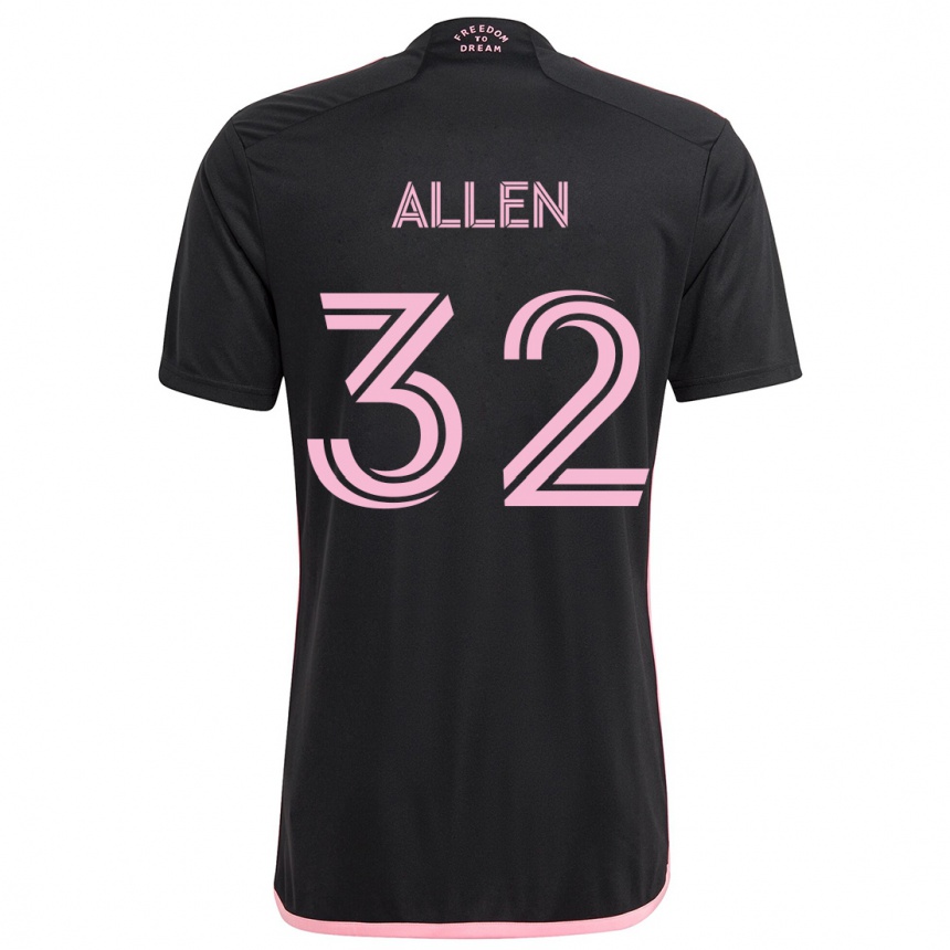 Kinder Fußball Noah Allen #32 Schwarz Auswärtstrikot Trikot 2024/25 T-Shirt Luxemburg