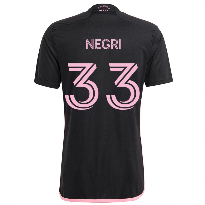 Kinder Fußball Franco Negri #33 Schwarz Auswärtstrikot Trikot 2024/25 T-Shirt Luxemburg