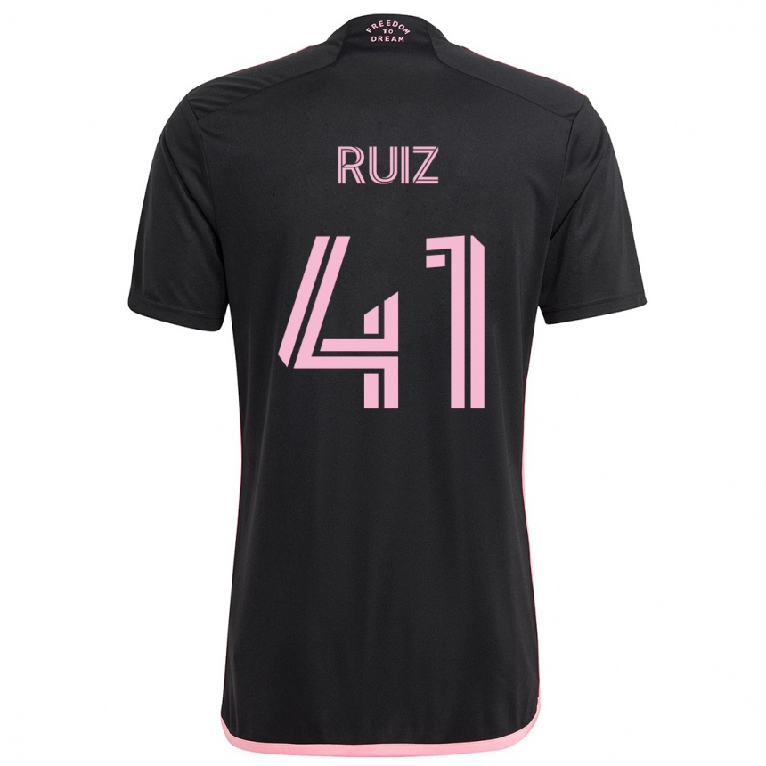 Kinder Fußball David Ruíz #41 Schwarz Auswärtstrikot Trikot 2024/25 T-Shirt Luxemburg