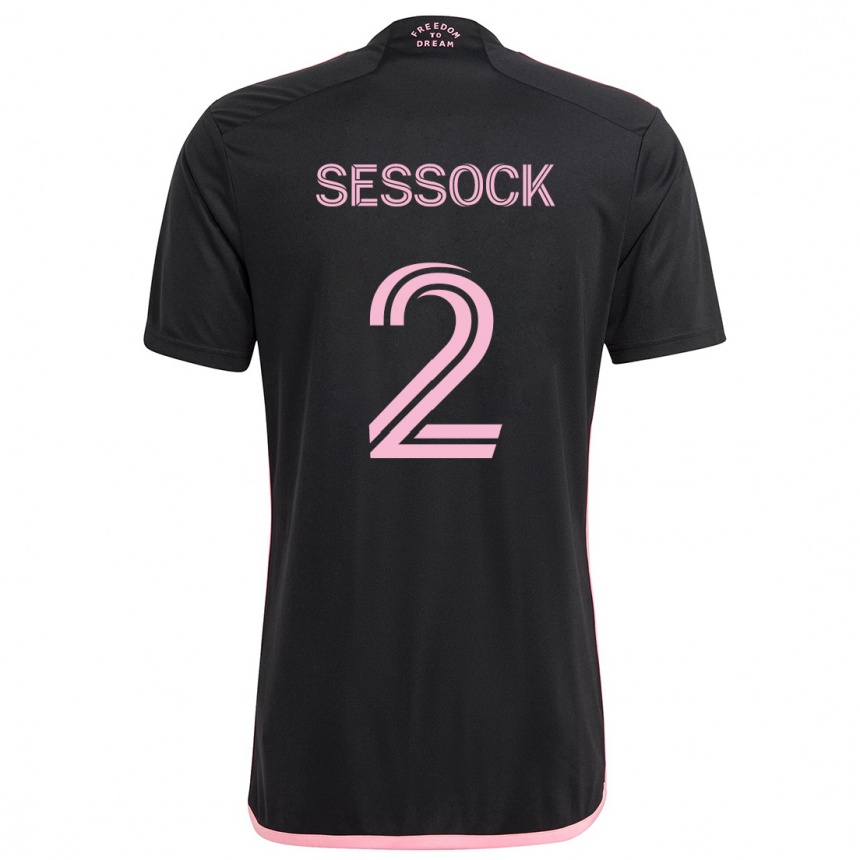 Kinder Fußball Nykolas Sessock #2 Schwarz Auswärtstrikot Trikot 2024/25 T-Shirt Luxemburg