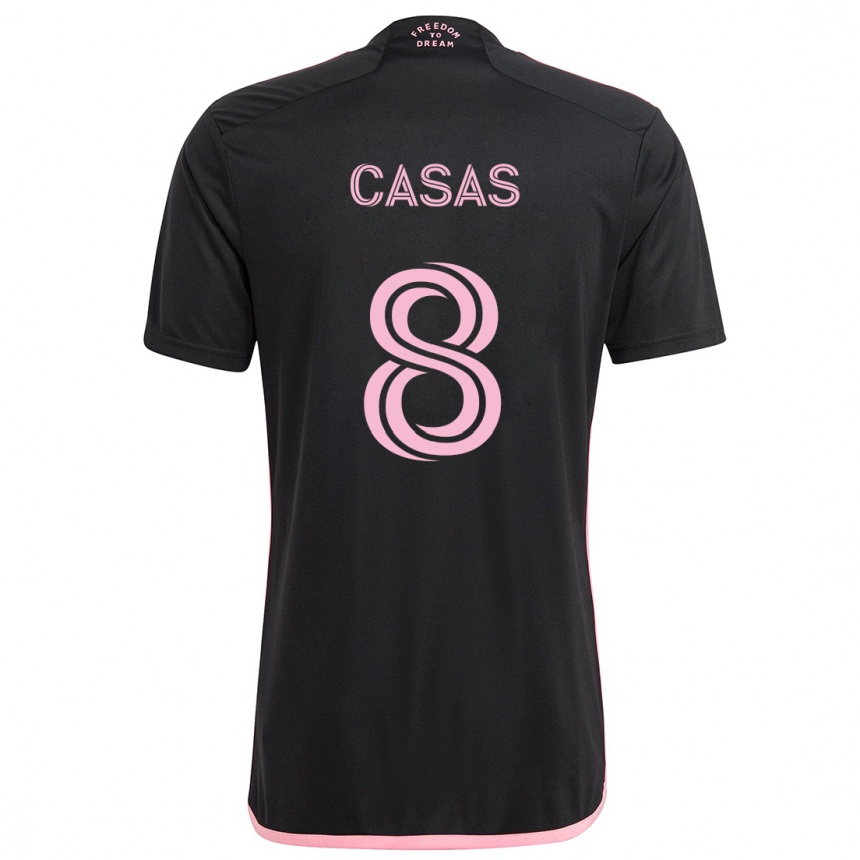 Kinder Fußball Pep Casas #8 Schwarz Auswärtstrikot Trikot 2024/25 T-Shirt Luxemburg