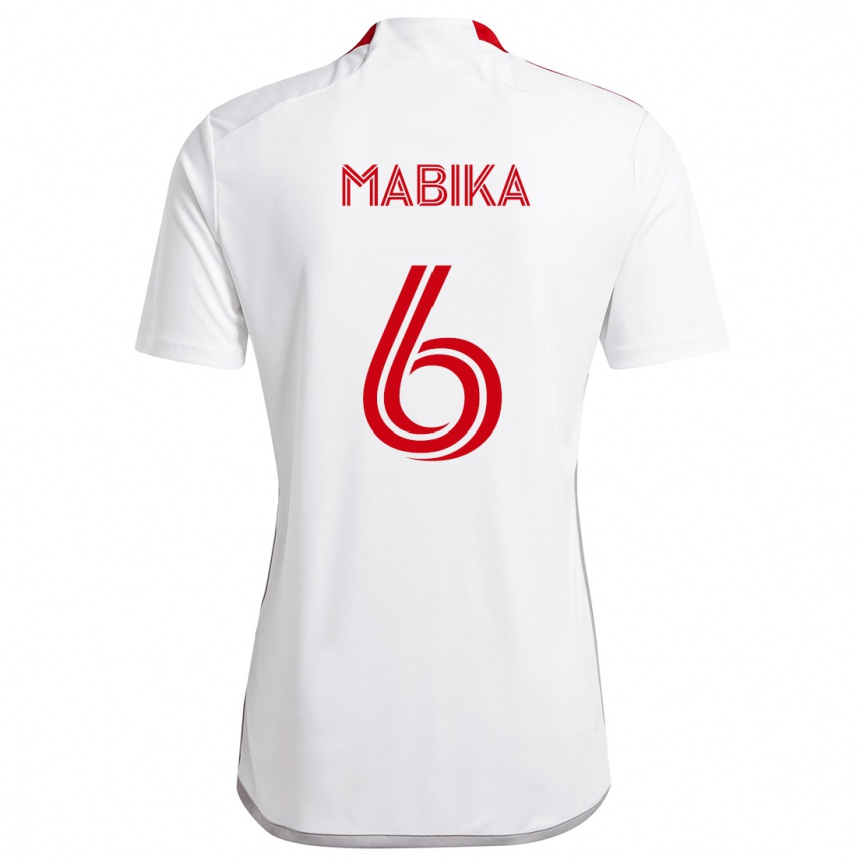 Kinder Fußball Aimé Mabika #6 Weiß Rot Auswärtstrikot Trikot 2024/25 T-Shirt Luxemburg