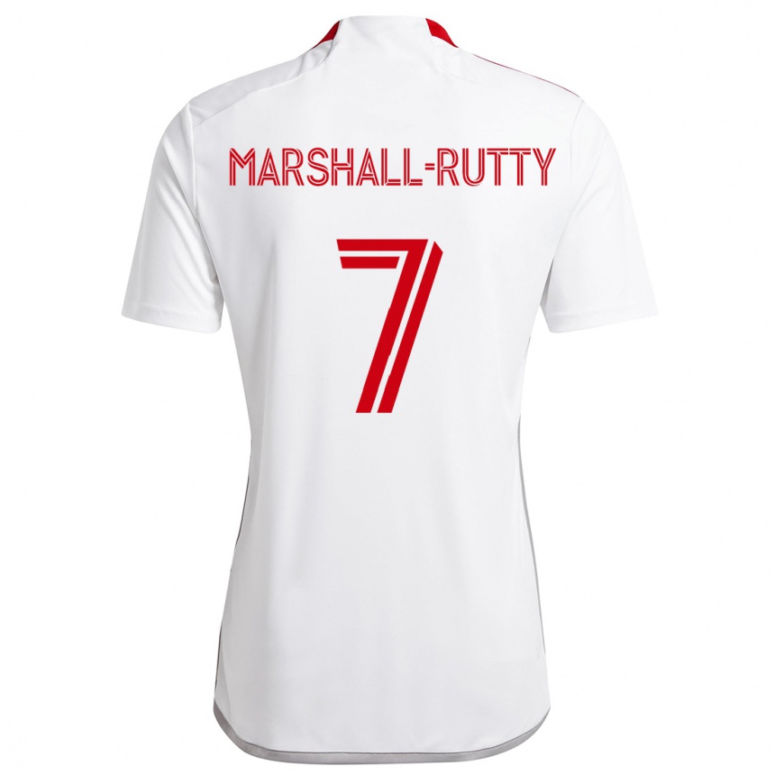 Kinder Fußball Jahkeele Marshall-Rutty #7 Weiß Rot Auswärtstrikot Trikot 2024/25 T-Shirt Luxemburg