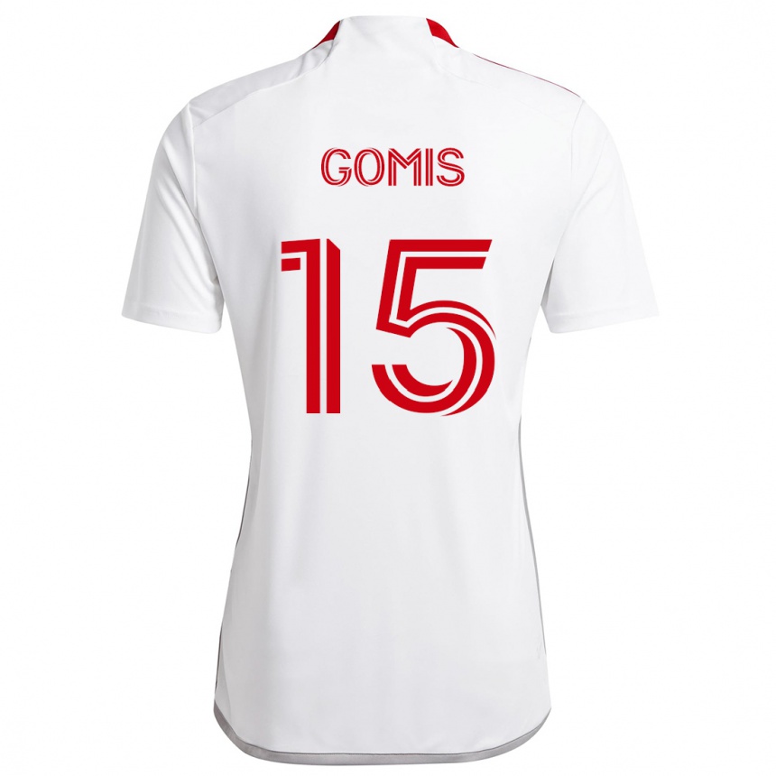 Kinder Fußball Nicksoen Gomis #15 Weiß Rot Auswärtstrikot Trikot 2024/25 T-Shirt Luxemburg