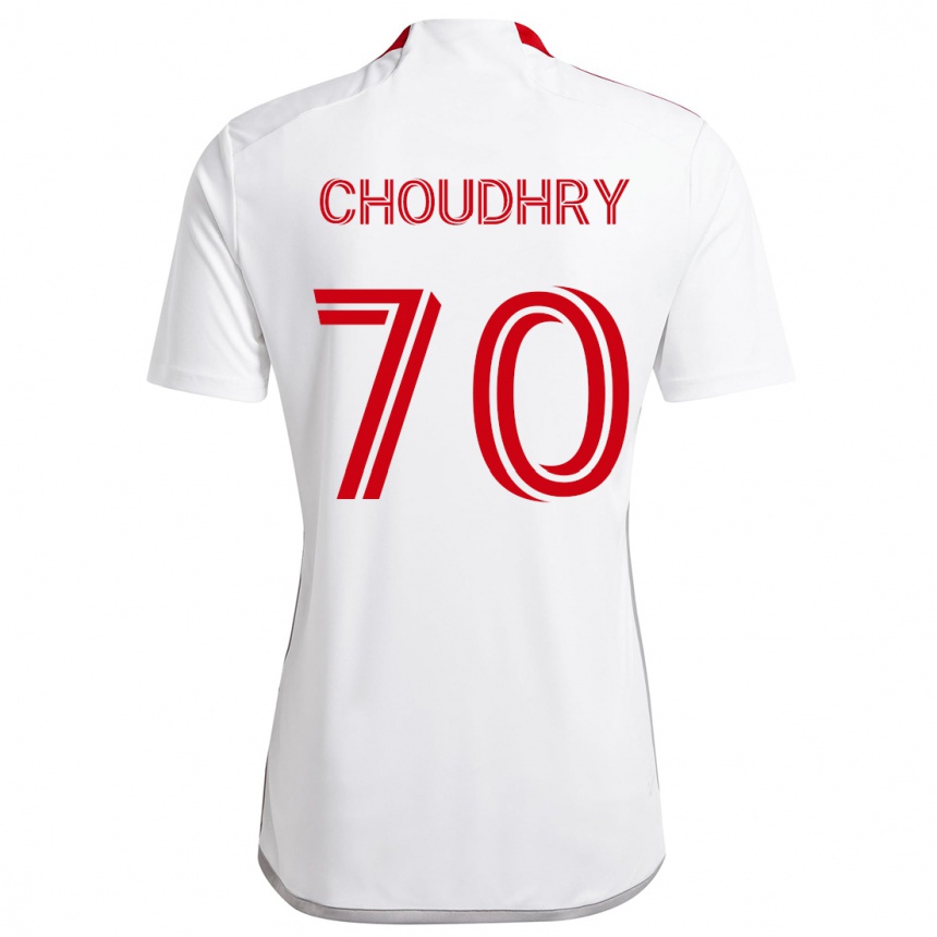 Kinder Fußball Benjamin Choudhry #70 Weiß Rot Auswärtstrikot Trikot 2024/25 T-Shirt Luxemburg