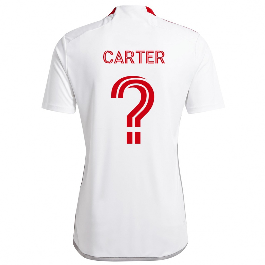 Kinder Fußball Ajahni Carter #0 Weiß Rot Auswärtstrikot Trikot 2024/25 T-Shirt Luxemburg