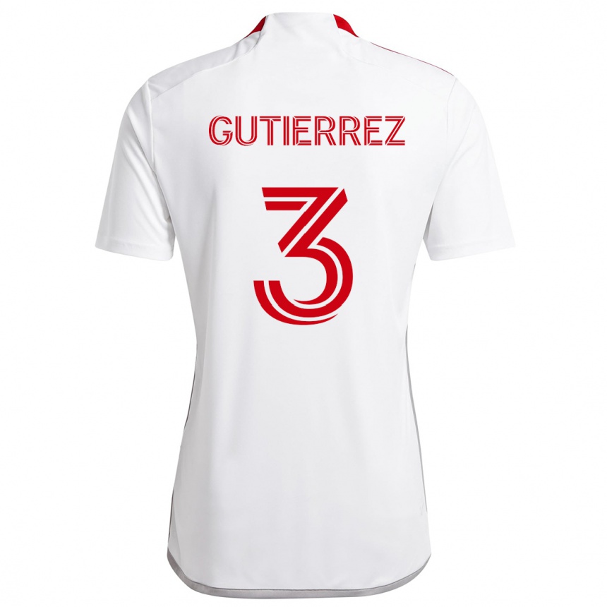 Kinder Fußball Cristián Gutiérrez #3 Weiß Rot Auswärtstrikot Trikot 2024/25 T-Shirt Luxemburg