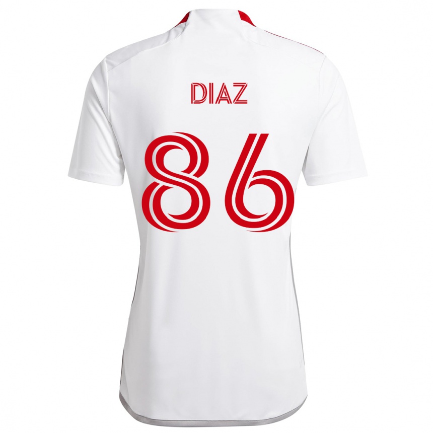 Kinder Fußball Alec Díaz #86 Weiß Rot Auswärtstrikot Trikot 2024/25 T-Shirt Luxemburg