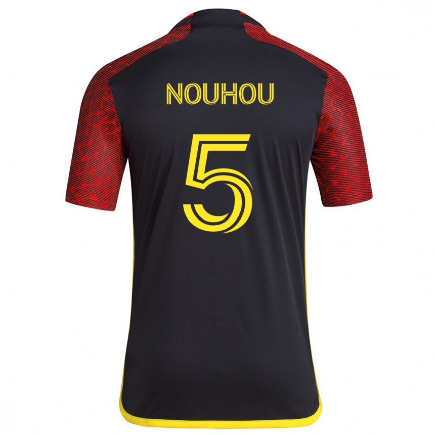 Kinder Fußball Nouhou #5 Rot Schwarz Auswärtstrikot Trikot 2024/25 T-Shirt Luxemburg