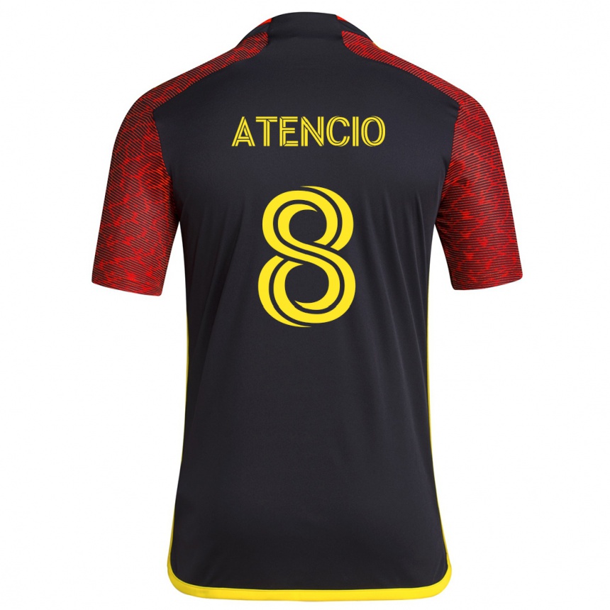 Kinder Fußball Josh Atencio #8 Rot Schwarz Auswärtstrikot Trikot 2024/25 T-Shirt Luxemburg