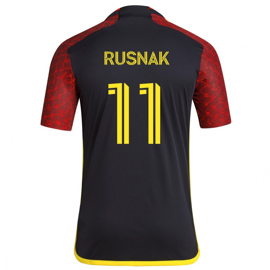 Kinder Fußball Albert Rusnák #11 Rot Schwarz Auswärtstrikot Trikot 2024/25 T-Shirt Luxemburg