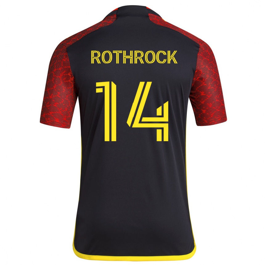 Kinder Fußball Paul Rothrock #14 Rot Schwarz Auswärtstrikot Trikot 2024/25 T-Shirt Luxemburg