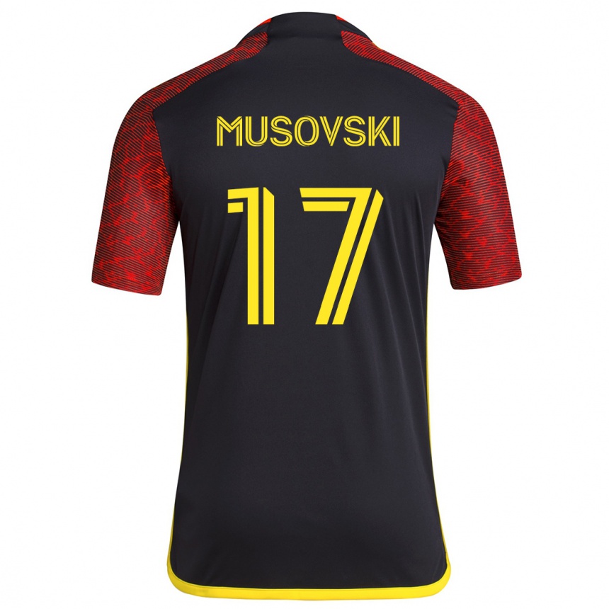 Kinder Fußball Danny Musovski #17 Rot Schwarz Auswärtstrikot Trikot 2024/25 T-Shirt Luxemburg