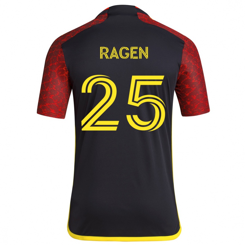 Kinder Fußball Jackson Ragen #25 Rot Schwarz Auswärtstrikot Trikot 2024/25 T-Shirt Luxemburg