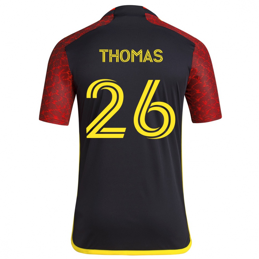 Kinder Fußball Andrew Thomas #26 Rot Schwarz Auswärtstrikot Trikot 2024/25 T-Shirt Luxemburg