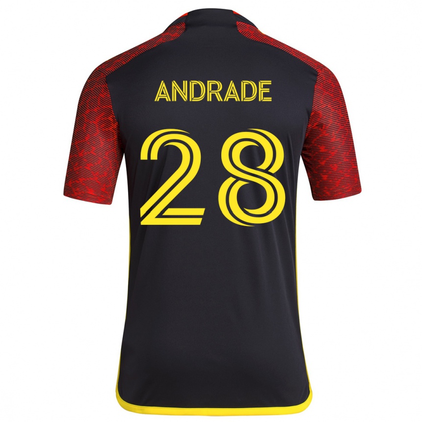 Kinder Fußball Yeimar Gómez Andrade #28 Rot Schwarz Auswärtstrikot Trikot 2024/25 T-Shirt Luxemburg