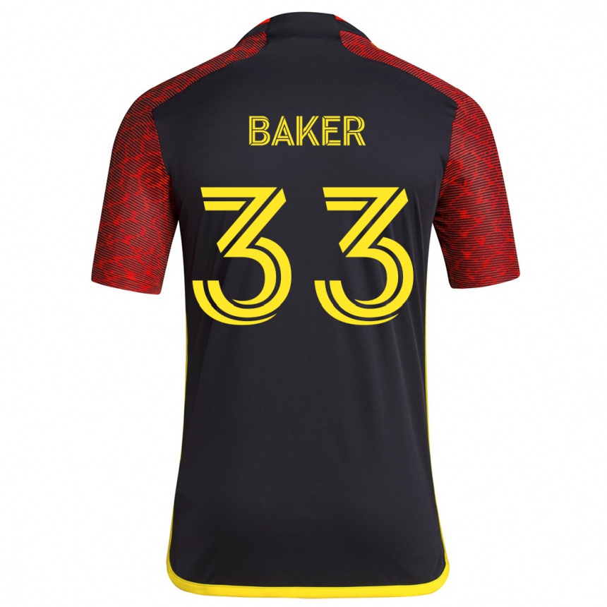 Kinder Fußball Cody Baker #33 Rot Schwarz Auswärtstrikot Trikot 2024/25 T-Shirt Luxemburg