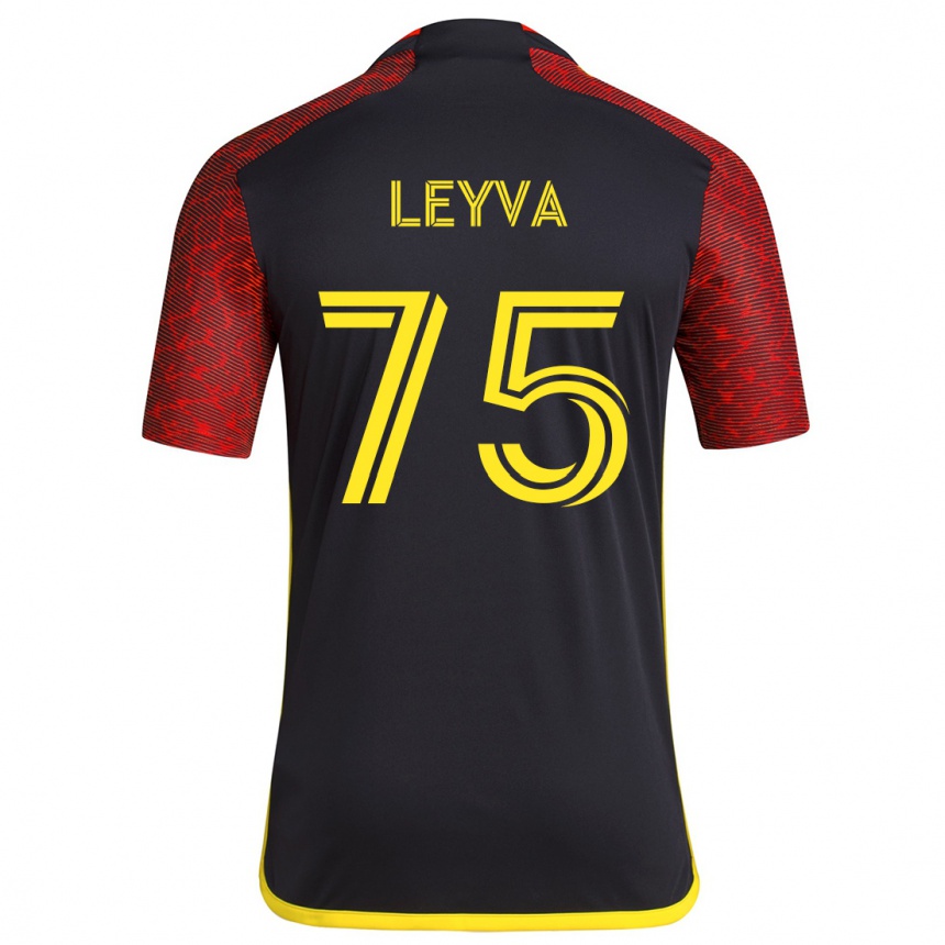 Kinder Fußball Danny Leyva #75 Rot Schwarz Auswärtstrikot Trikot 2024/25 T-Shirt Luxemburg