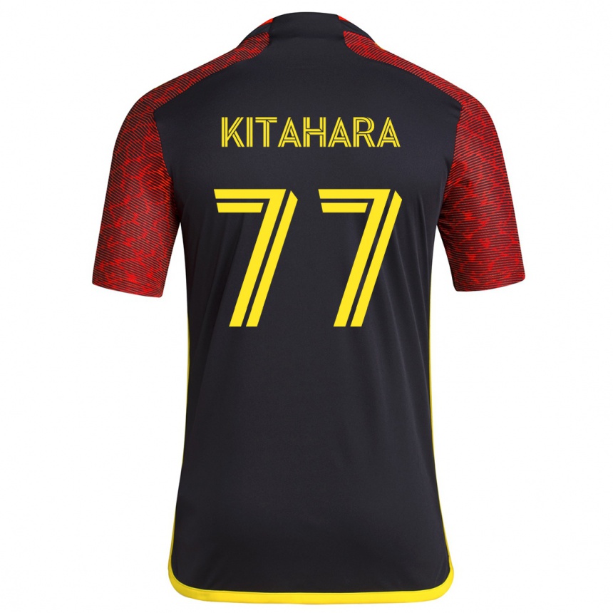 Kinder Fußball Sota Kitahara #77 Rot Schwarz Auswärtstrikot Trikot 2024/25 T-Shirt Luxemburg