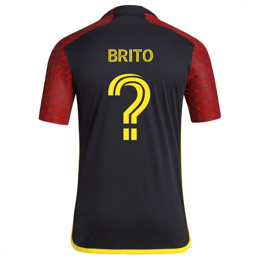 Kinder Fußball Kelvin-Luis Brito #0 Rot Schwarz Auswärtstrikot Trikot 2024/25 T-Shirt Luxemburg