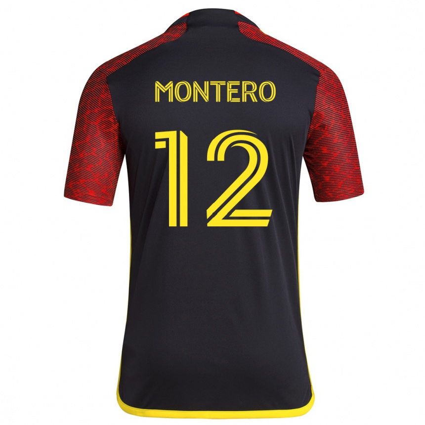 Kinder Fußball Fredy Montero #12 Rot Schwarz Auswärtstrikot Trikot 2024/25 T-Shirt Luxemburg