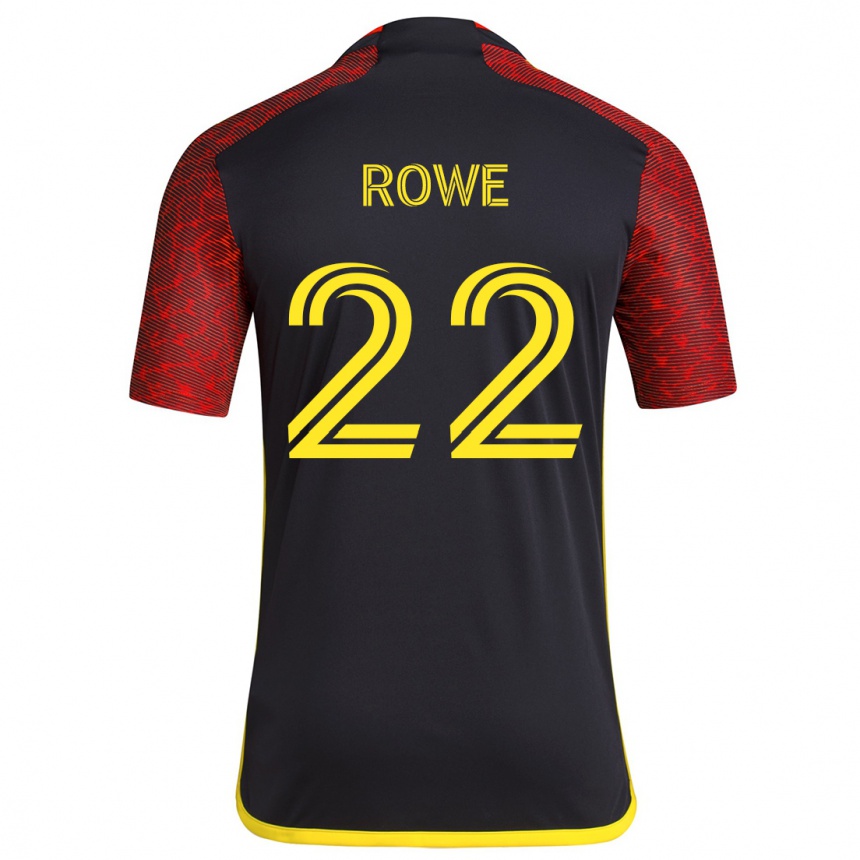 Kinder Fußball Kelyn Rowe #22 Rot Schwarz Auswärtstrikot Trikot 2024/25 T-Shirt Luxemburg