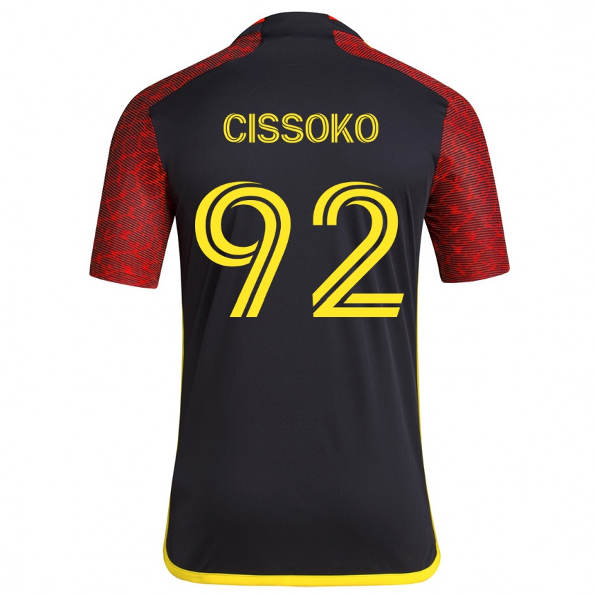 Kinder Fußball Abdoulaye Cissoko #92 Rot Schwarz Auswärtstrikot Trikot 2024/25 T-Shirt Luxemburg