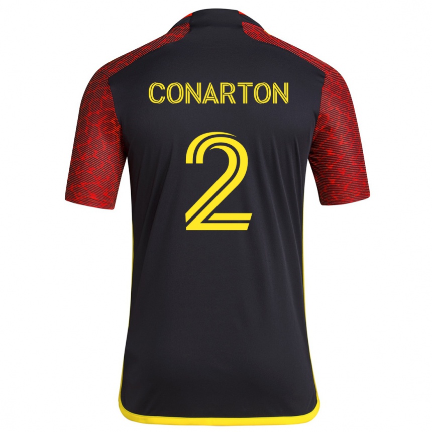 Kinder Fußball Alyssa Conarton #2 Rot Schwarz Auswärtstrikot Trikot 2024/25 T-Shirt Luxemburg