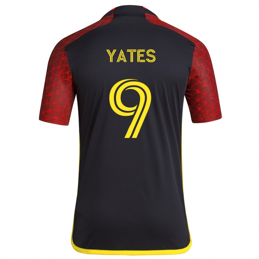 Kinder Fußball Summer Yates #9 Rot Schwarz Auswärtstrikot Trikot 2024/25 T-Shirt Luxemburg