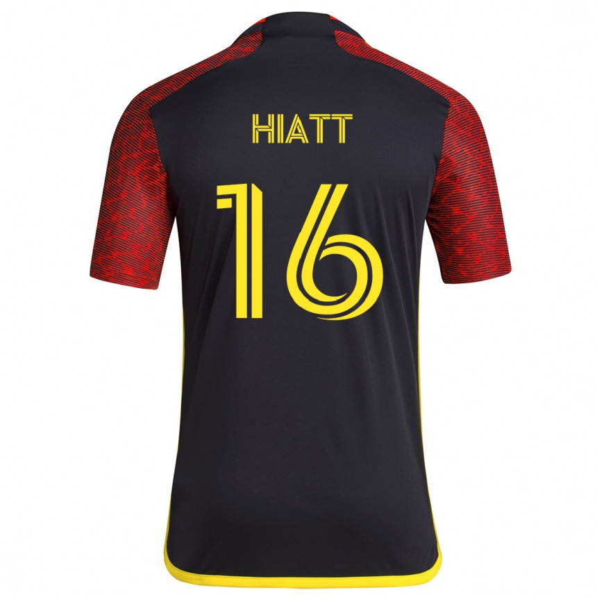 Kinder Fußball Samantha Hiatt #16 Rot Schwarz Auswärtstrikot Trikot 2024/25 T-Shirt Luxemburg