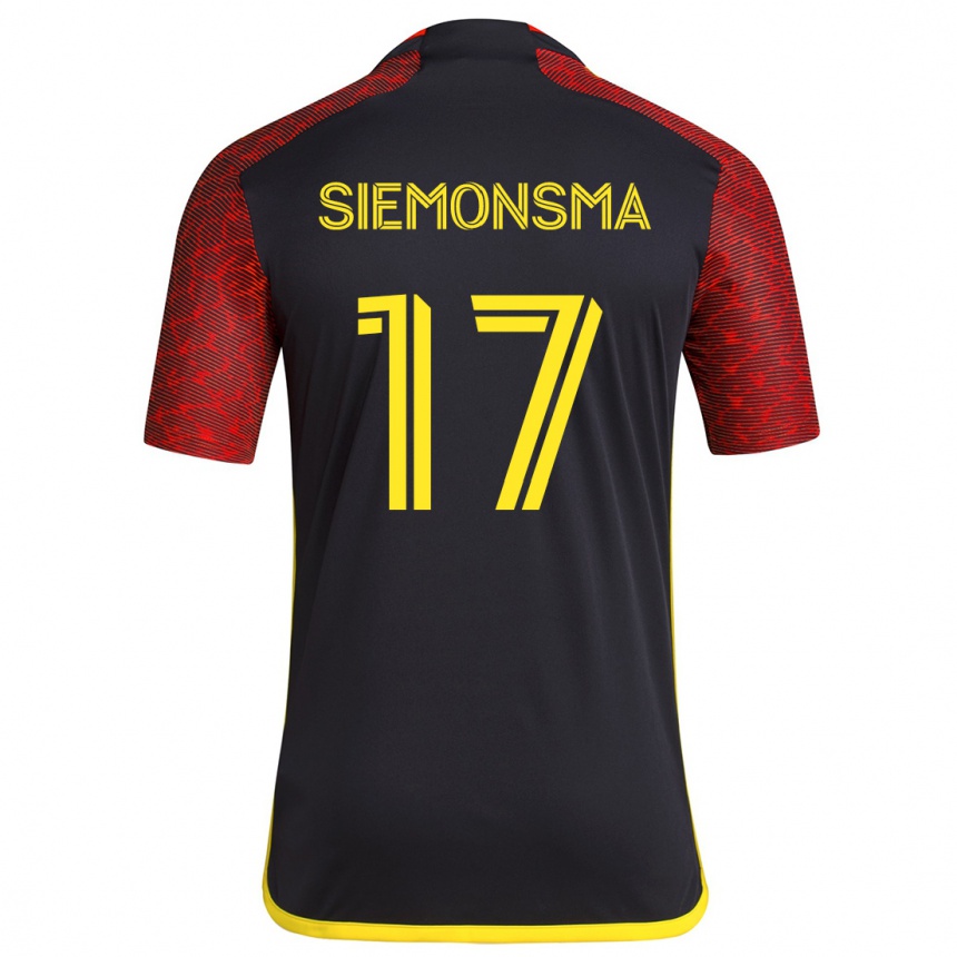 Kinder Fußball Sianna Siemonsma #17 Rot Schwarz Auswärtstrikot Trikot 2024/25 T-Shirt Luxemburg