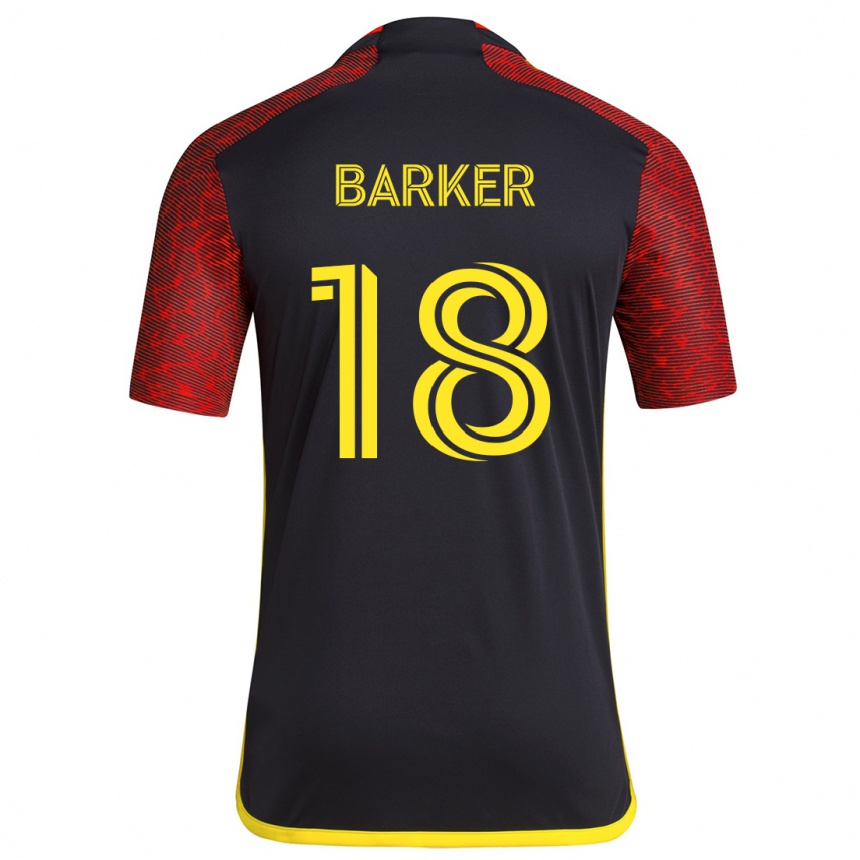 Kinder Fußball Alicia Barker #18 Rot Schwarz Auswärtstrikot Trikot 2024/25 T-Shirt Luxemburg