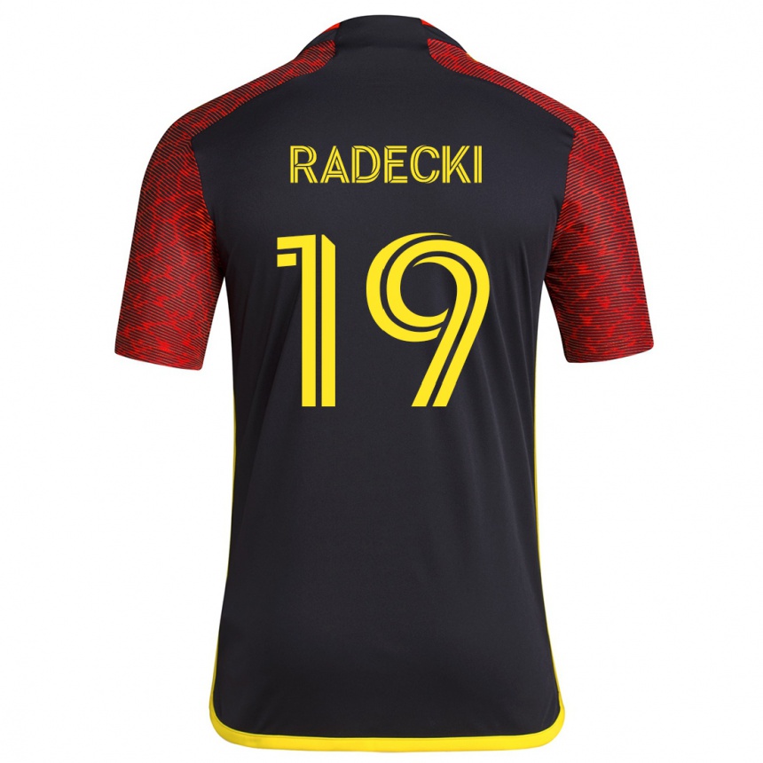 Kinder Fußball Taylor Radecki #19 Rot Schwarz Auswärtstrikot Trikot 2024/25 T-Shirt Luxemburg