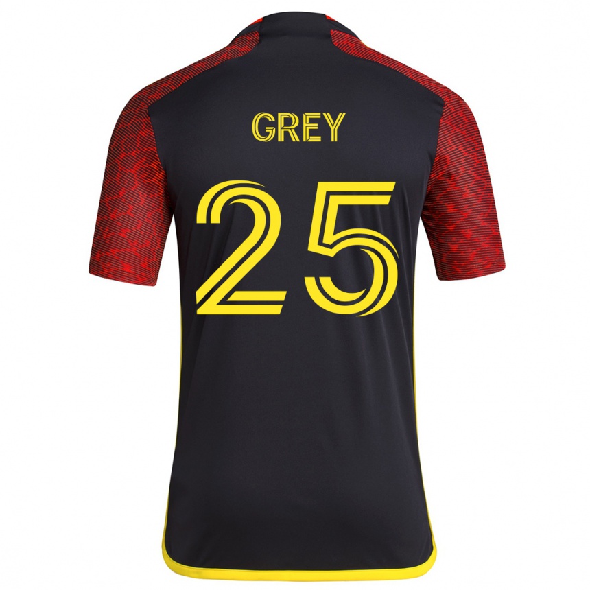 Kinder Fußball Mireya Grey #25 Rot Schwarz Auswärtstrikot Trikot 2024/25 T-Shirt Luxemburg