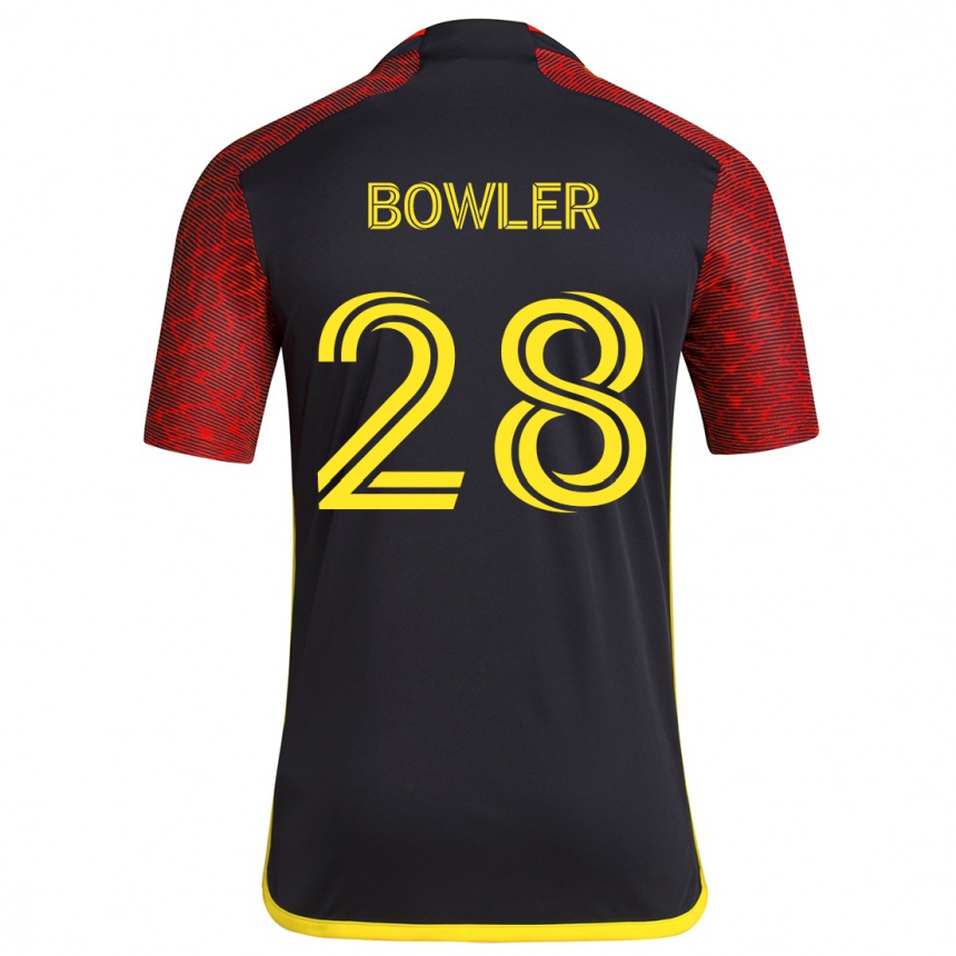 Kinder Fußball Rachel Bowler #28 Rot Schwarz Auswärtstrikot Trikot 2024/25 T-Shirt Luxemburg