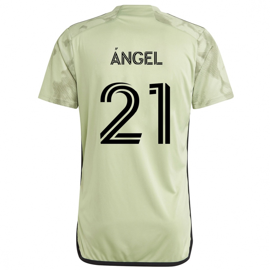 Kinder Fußball Tomás Ángel #21 Hellgrün Auswärtstrikot Trikot 2024/25 T-Shirt Luxemburg