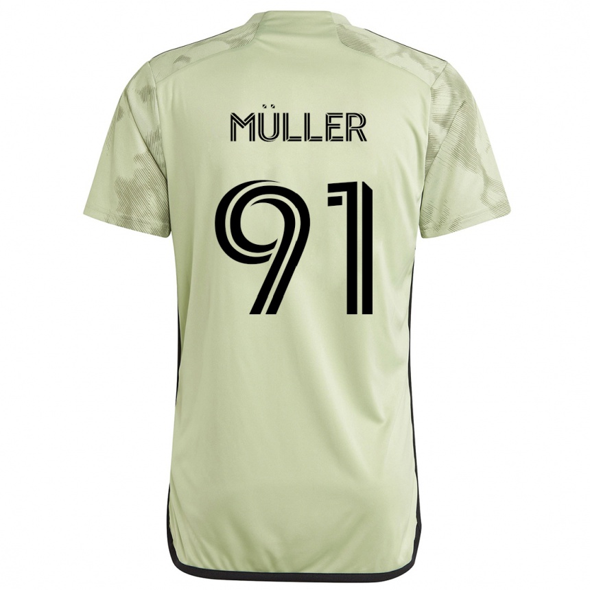 Kinder Fußball Luis Müller #91 Hellgrün Auswärtstrikot Trikot 2024/25 T-Shirt Luxemburg