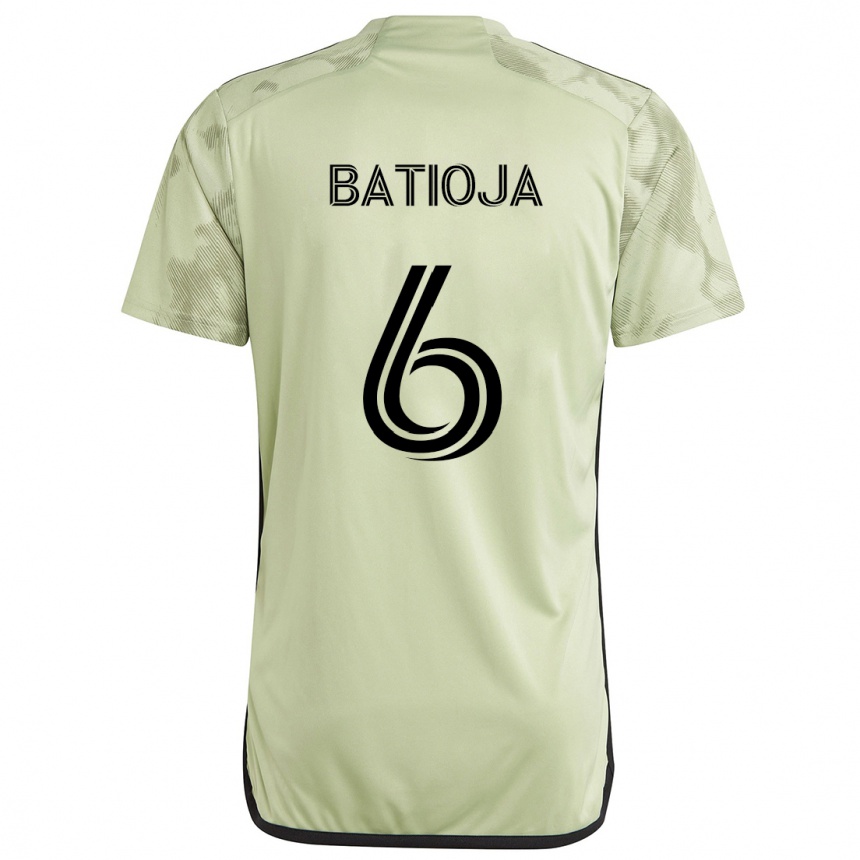 Kinder Fußball Jeremy Batioja #6 Hellgrün Auswärtstrikot Trikot 2024/25 T-Shirt Luxemburg