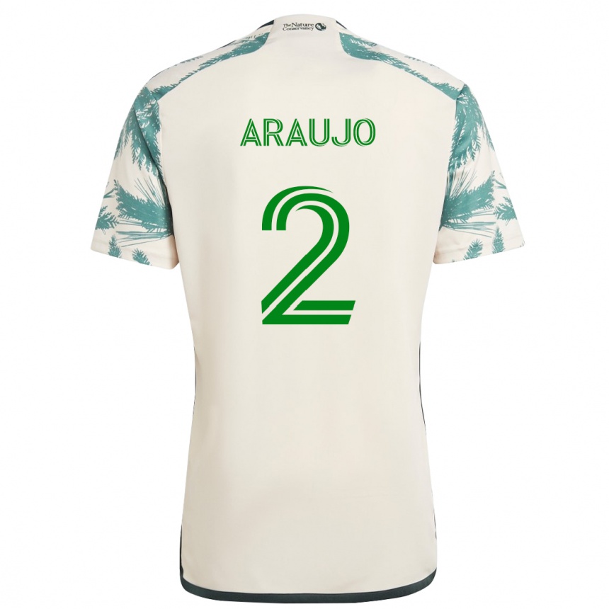 Kinder Fußball Miguel Araujo #2 Beige Braun Auswärtstrikot Trikot 2024/25 T-Shirt Luxemburg