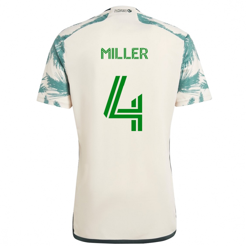 Kinder Fußball Kamal Miller #4 Beige Braun Auswärtstrikot Trikot 2024/25 T-Shirt Luxemburg