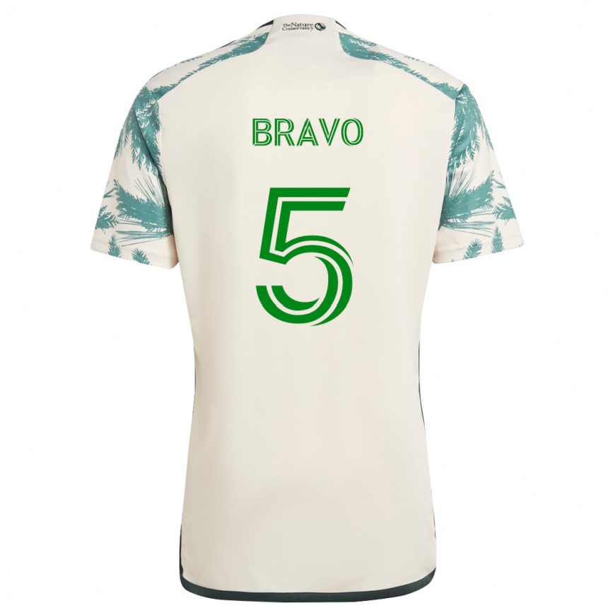 Kinder Fußball Claudio Bravo #5 Beige Braun Auswärtstrikot Trikot 2024/25 T-Shirt Luxemburg