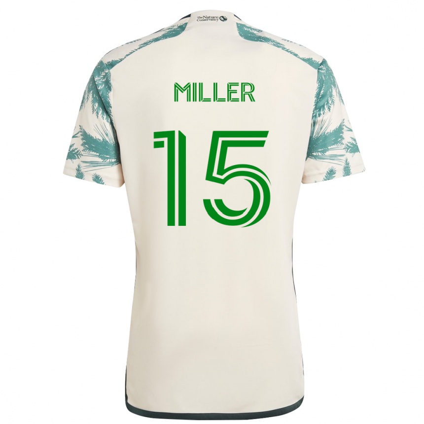 Kinder Fußball Eric Miller #15 Beige Braun Auswärtstrikot Trikot 2024/25 T-Shirt Luxemburg