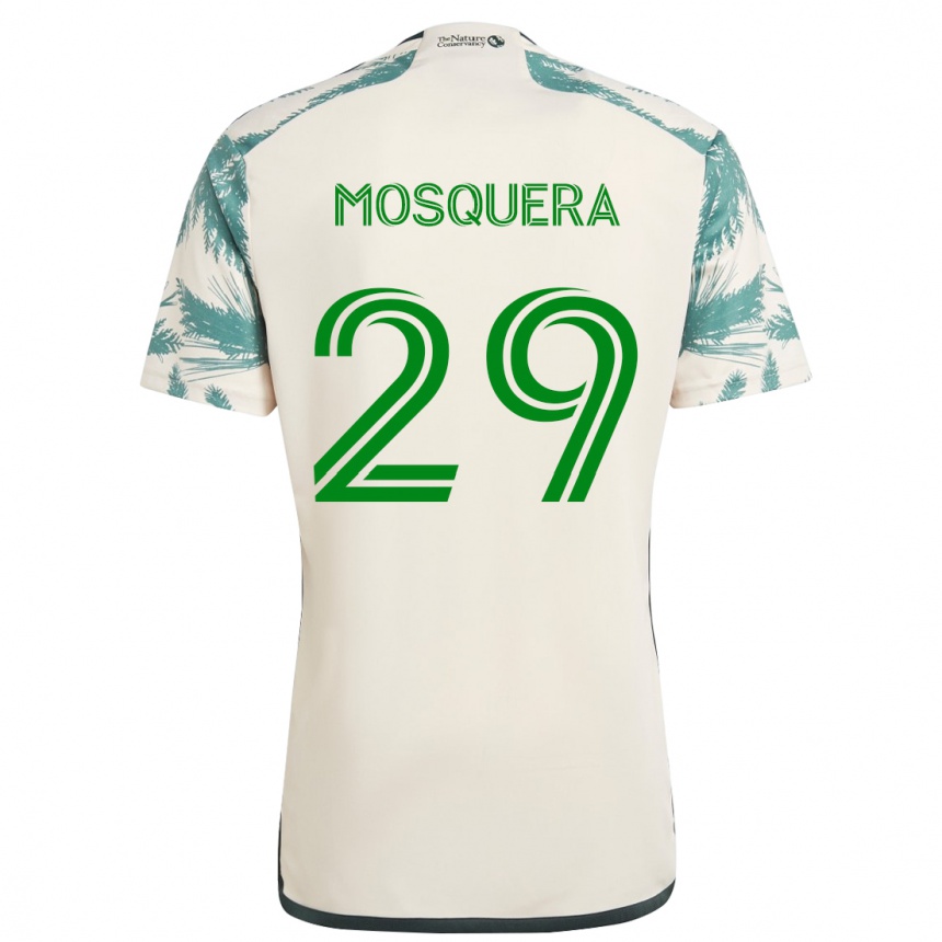 Kinder Fußball Juan David Mosquera #29 Beige Braun Auswärtstrikot Trikot 2024/25 T-Shirt Luxemburg