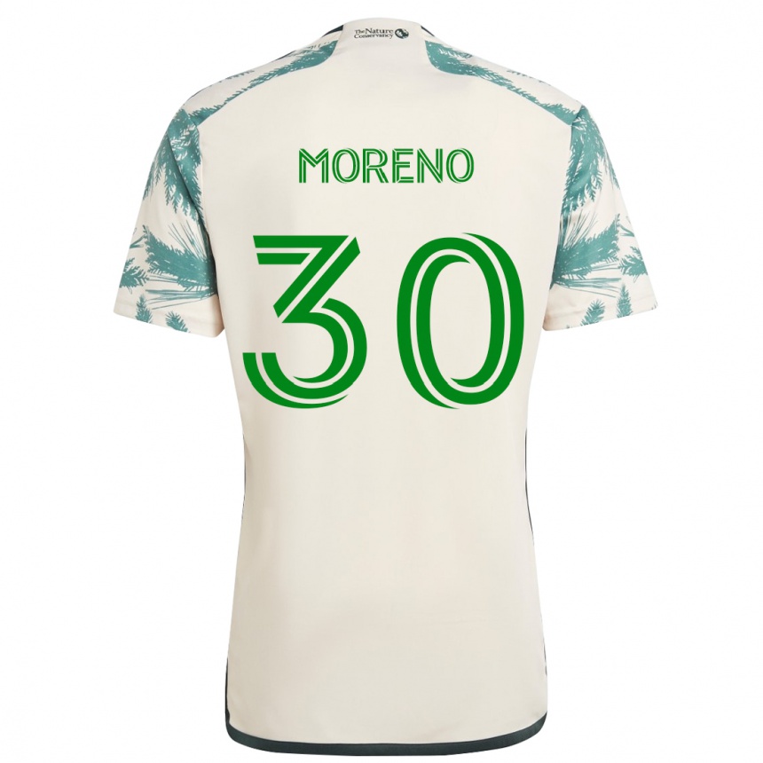 Kinder Fußball Santiago Moreno #30 Beige Braun Auswärtstrikot Trikot 2024/25 T-Shirt Luxemburg