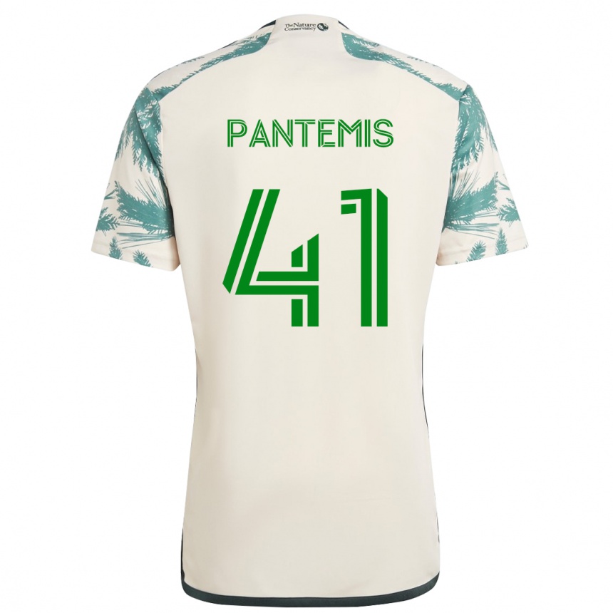 Kinder Fußball James Pantemis #41 Beige Braun Auswärtstrikot Trikot 2024/25 T-Shirt Luxemburg